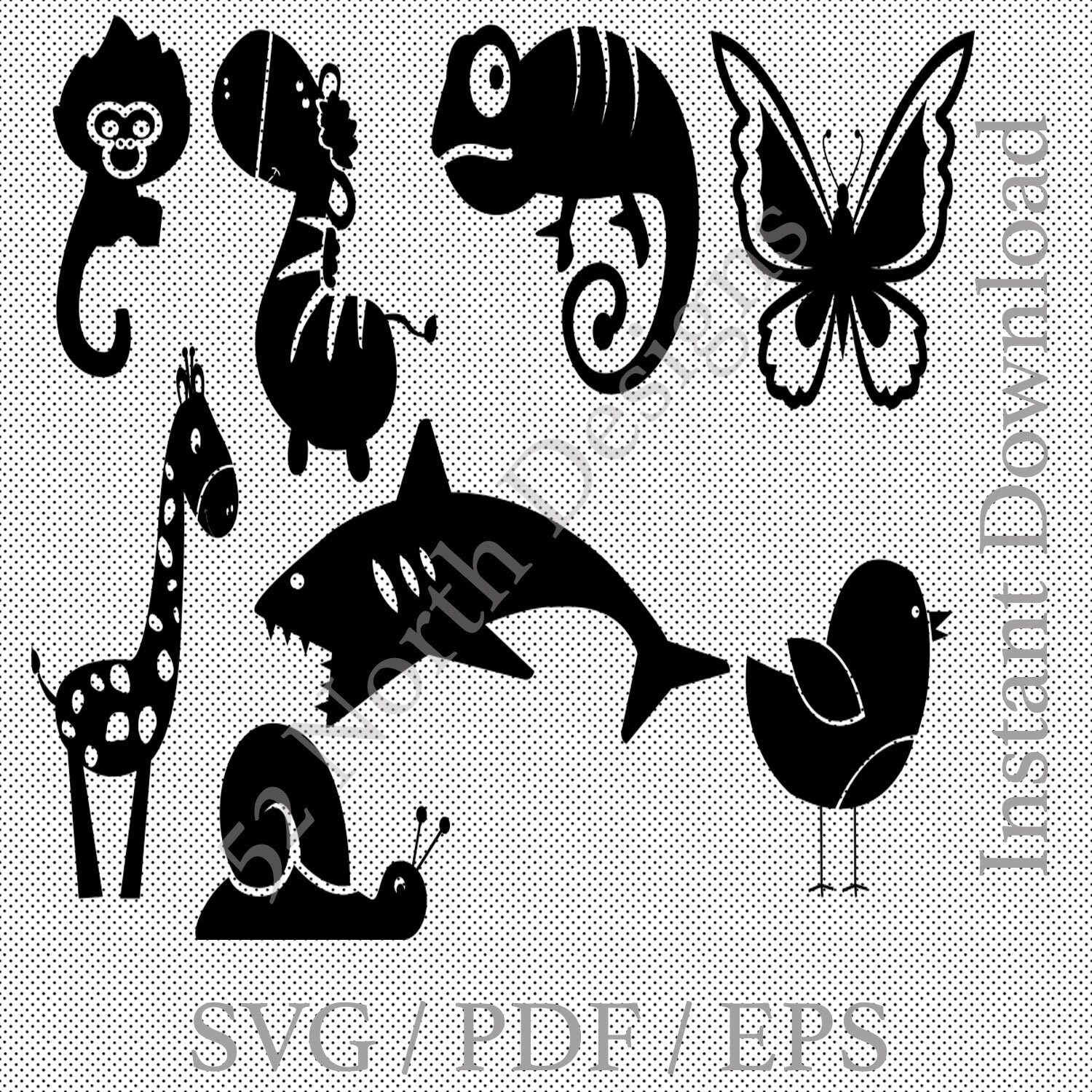 8 Cartoon Animals SVG Cricut Craft Design Vinyl Silhouette | Etsy