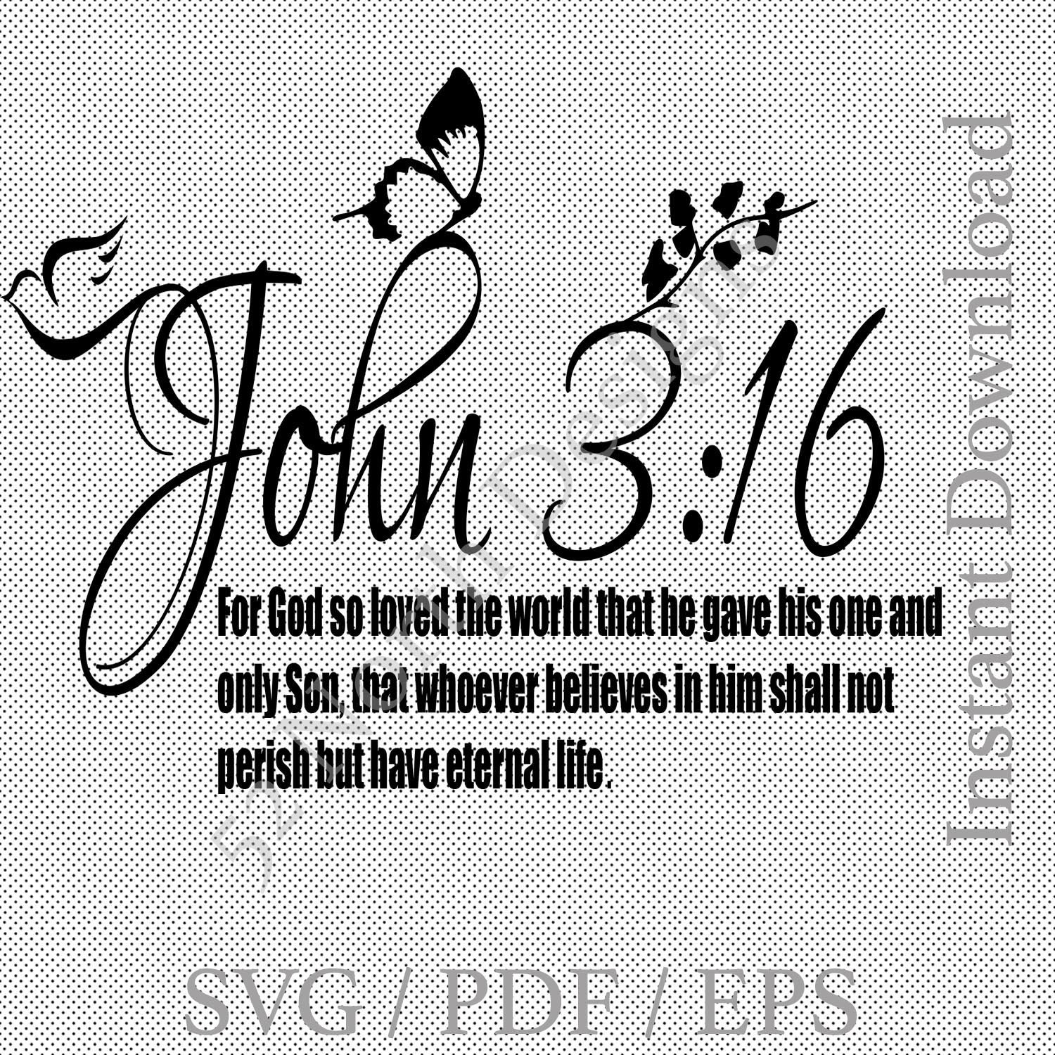 John 316 Bible verse Quote SVG Cricut Craft Design Vinyl Etsy