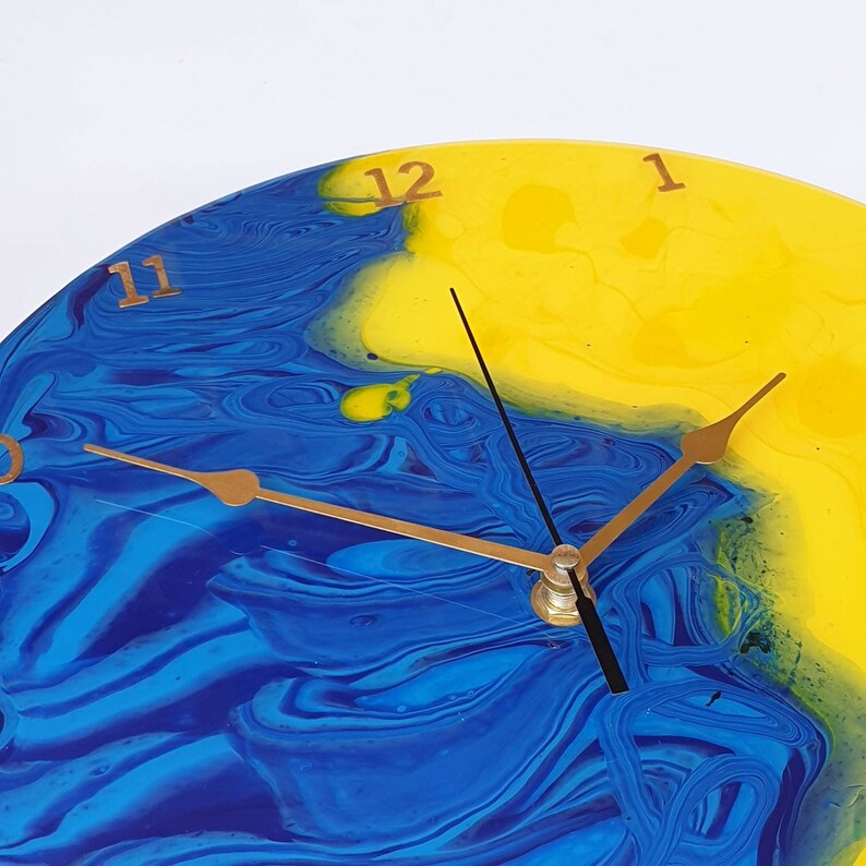 Vinyl Record Art, Acrylic Pour Clock, Silent Wall Clock, Functional Art, Unique Wall Clock image 3