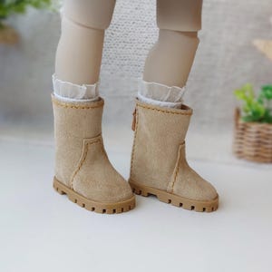Botas hasta la rodilla para muñeca Ruby Red Siblies & Fashion Friends / PRE-ORDEN / Botas beige de plataforma alta con cremallera 5 cm - 1.96'', ropa para muñeca de 14 pulgadas