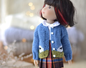 Ruby Red Siblies & Fashion Friends schapentrui voor Pasen, blauw vest voor Paola Reina 32 cm pop, kleding voor 12-14 inch poppenoutfit