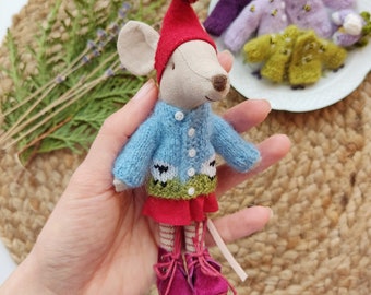 Baa-blee sweater for Big Sister maileg mouse, Sheep cardigan for Little Brother Mice on Christmas, Clothes for Maileg Mouse on Easter