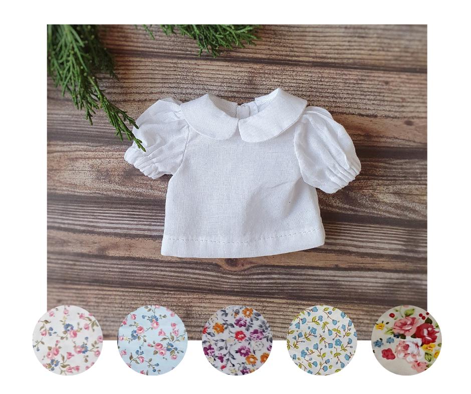 Witte katoenen blouse met korte mouwen voor Paola Reina / NIEUWE KLEUREN om uit te kiezen / Zomershirt voor Ruby Red Siblies, kleding voor pop van 32 cm - 13 inch