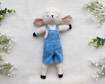 Corduroy Short Overalls for Hazel Village Animals - Handmade Doll Clothing