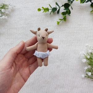 Miniature baby deer in a diaper by BannAnnaBears / Stuffed deer family for dollhouse,  Mouse companion, Artist soft doll on Christmas