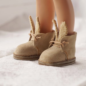 Hasen-Stiefel für Ruby Red Siblies & Mode-Freunde an Weihnachten, Wildleder-Hasenohren-Schuhe für 14 Zoll Puppe, Tierkleidung für Puppe an Ostern