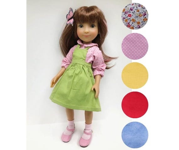 Tenue De Poupée 2 Pièces – Haut Et Salopette à Bretelles Pour Poupée De 10 Cm, Coton En Peluche, Lavable