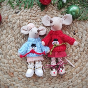Snowman Christmas sweater for Maileg mouse / Big Sister clothes, Little Brother Outfit, Mother and Dad cardigan, Grandparents Maileg Mice