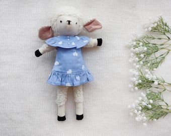 Hazel Village Blue Dress, Heart Print Doll Dress, Handmade Clothes for Hazel Village Animals, Kids Doll Clothing, Plush Toy Animal Outfit
