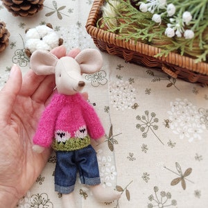 Miniature sheep sweater for Mom or Dad Maileg Mouse as Christmas clothing / Pink cardigan for Grandparents Mice, Maileg maus kleidung