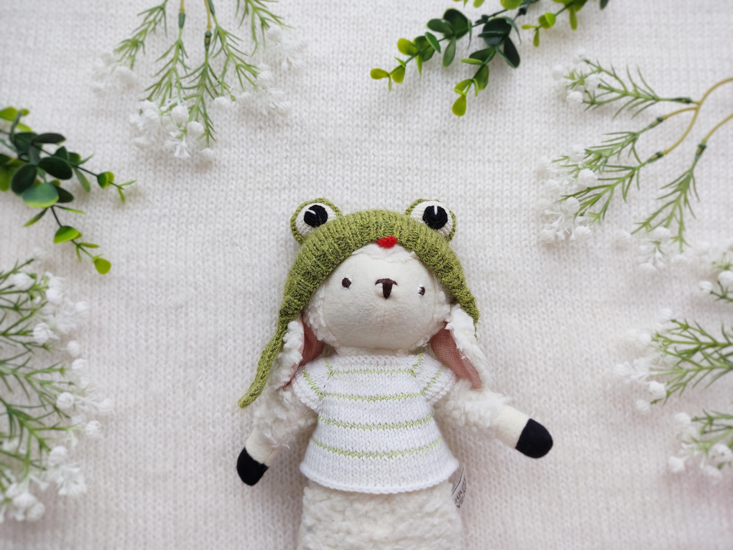 Frog or Fox Hat for Hazel Village Animals, Knitted Animal Bonnet,…