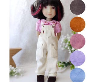White overalls for Ruby Red Siblies & Fashion Friends boy / Corduroy jumpsuit for 12 inch doll, Romper for 15 inch doll clothes set