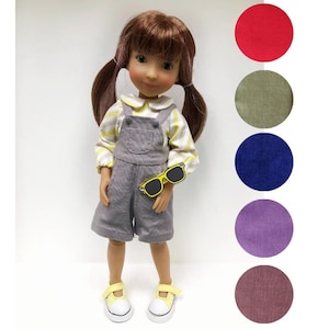 Kurze Latzhose und Bubikragenbluse für Ruby Red Siblies, Little Darling Puppenkleidung / NEUE FARBEN / Pullover für 32 cm 12 inch Puppe