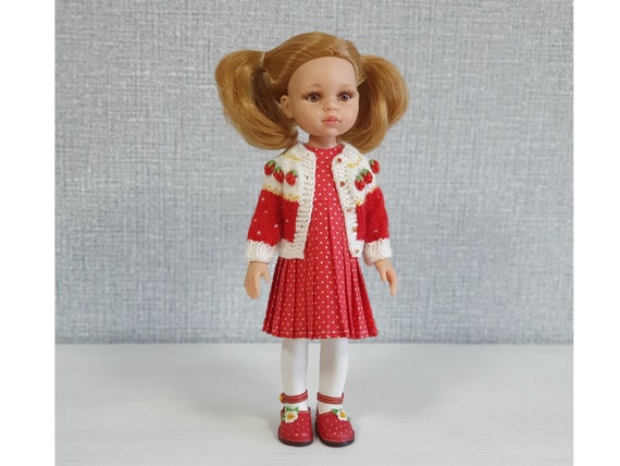 パオラ・レイナ 32 cm 人形用赤い服セット / ストロベリーカーディガン