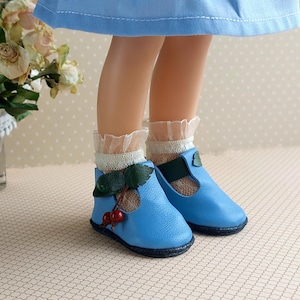Cherry shoes for Paola Reina / MANY COLORS / T-strap blue summer shoes for Ruby Red Siblies doll, Mary Jane shoes with 5 cm / 1.96&#39;&#39; insole