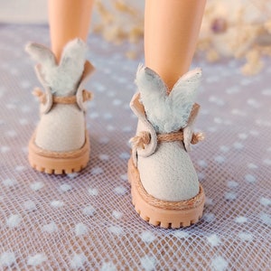 Easter Bunny Boots for Blythe Doll White Rabbit Shoes With