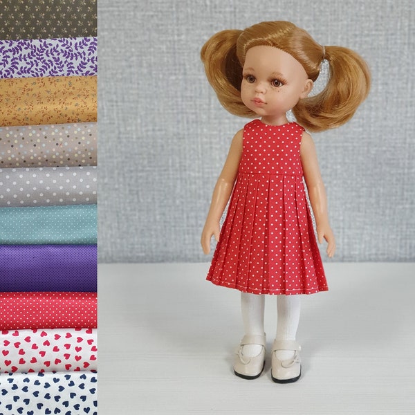 Paola Reina doll red pleated dress in white dots / Ruby Red Siblies purple clothes, Boneka Little Darling outfit for 12-13 inch dolls
