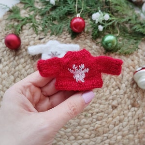 Red deer sweater for Maileg mouse on Christmas / Clothes for Big Sister, Little Brother, Cardigan for Mom and Dad, Grandparents Maileg Mice