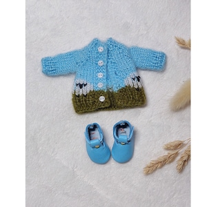 Easter clothes set for Maileg mouse: blue sweater with sheep or flowers and shoes for Big or Little sister, Mom mice / Maileg maus kleidung