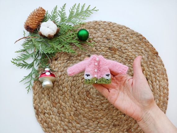 Pink sheep sweater for Obitsu11 on Easter, Baa blee jumper for Rebecca felted mouse, Miniature clothes for tiny bjd doll