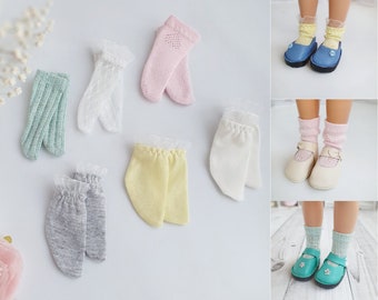 Paola Reina socks TWO PAIRS for 32 cm, 13 inch doll / White, yellow, green, pink socks Little Darling, Les Cheries Corolle, Ruby Red Siblies