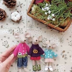 Pink cardigan for Maileg Mouse on Christmas, Sheep sweater for Little Sister Mice, Jumper for Big Brother Maileg Maus on Easter clothes image 9