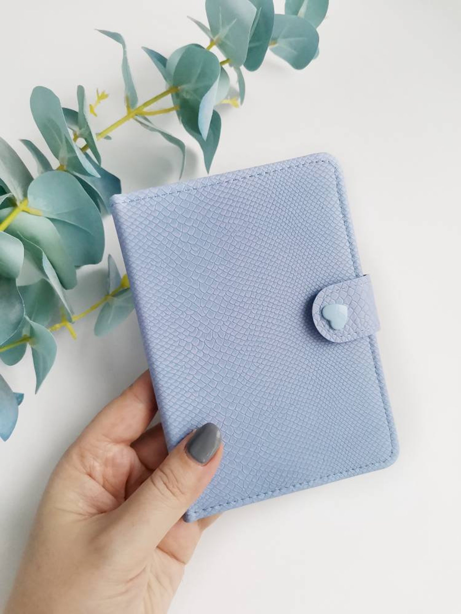 Handmade pastel blue passport cover from faux leather | Etsy