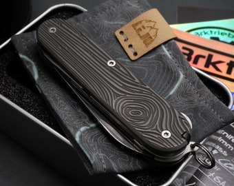 Pocket knife - TITAN - WOOD dark wash - fully assembled - Titanium Grade 5 (Ti 6AI 4V) - 91 mm - SAK - Swiss knife