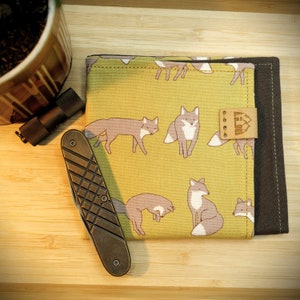 MOUCHOIR - EDC - HANK - simple renard - Hank edc cousu main en coton avec motif forestier, renard