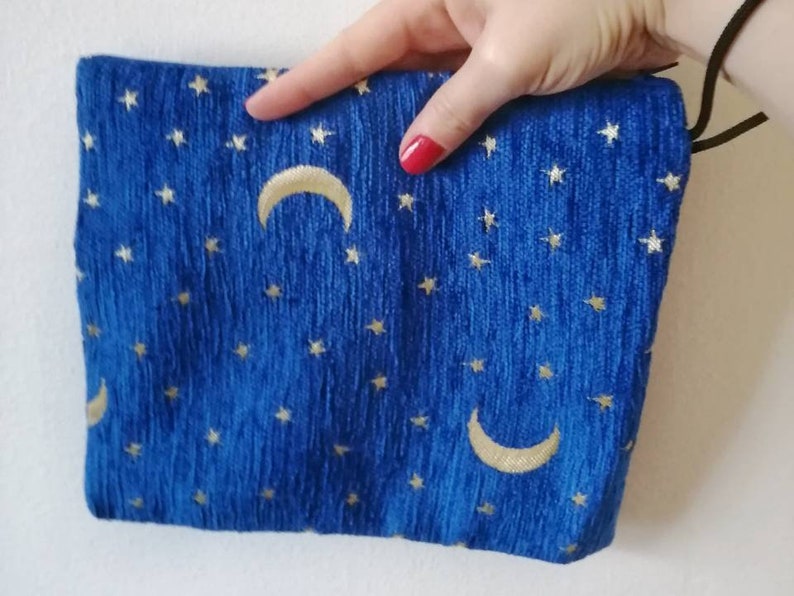 Moon Tarot Card Pouch Celestial Tarot Card Bag Moon and Stars Pouch Boho Make up Pouch Large Make up Bag Cute Accessory Pouch