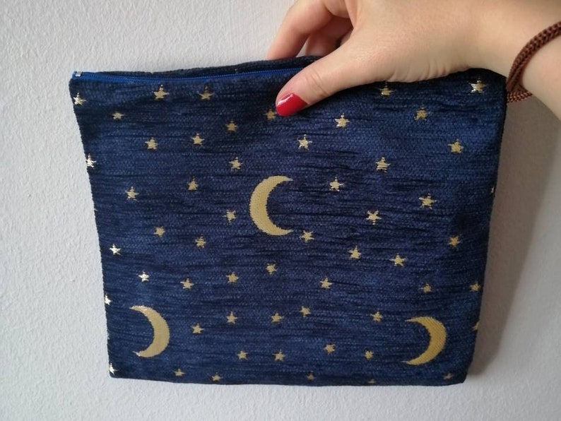 Moon Tarot Card Pouch Celestial Tarot Card Bag Moon and Stars Pouch Boho Make up Pouch Large Make up Bag Cute Accessory Pouch