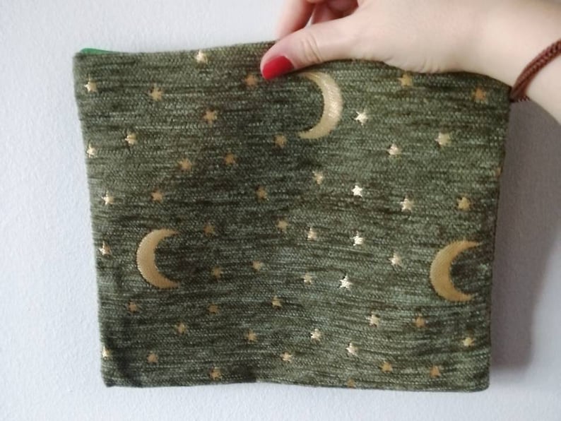 Moon Tarot Card Pouch Celestial Tarot Card Bag Moon and Stars Pouch Boho Make up Pouch Large Make up Bag Cute Accessory Pouch