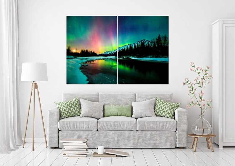 Aurora Borealis Extra Large Living Room Art Nothern Lights Etsy