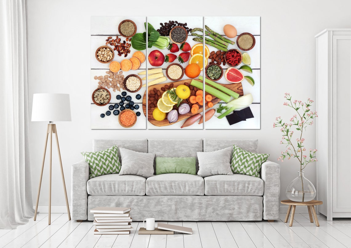 Healthy food kitchen wall decor fruits vegerables wall art Etsy