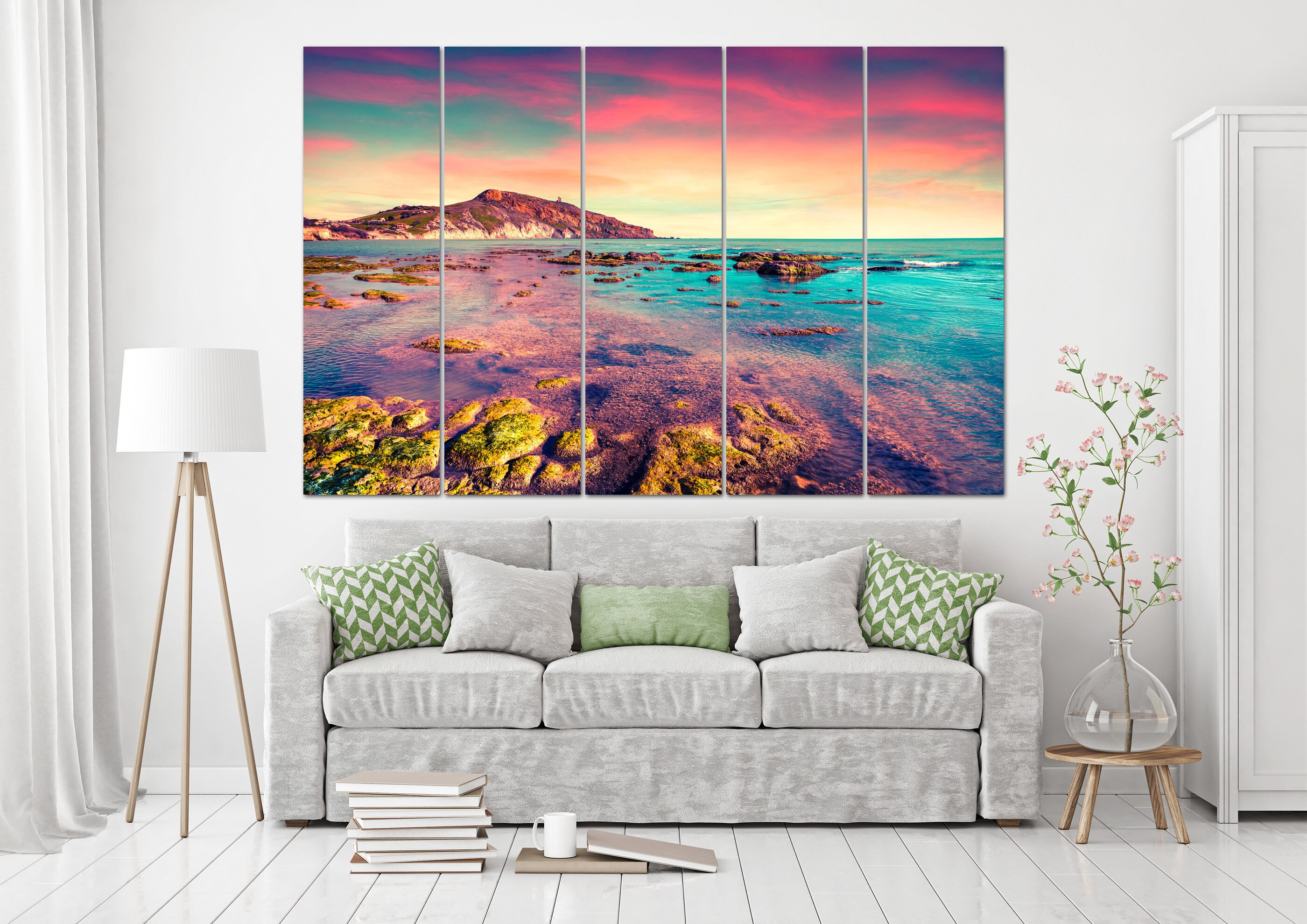 Colorful seascape canvas set wall decor beach sea exotic Etsy