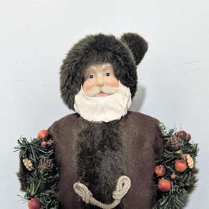 Vintage St. Nicholas Santa with Christmas Tree Decorations