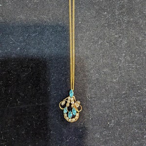 スターアートブローチ 1/20 12 kt ゴールドフィルド ピンブローチペンダント クリスタルとアクアマリンネックレス