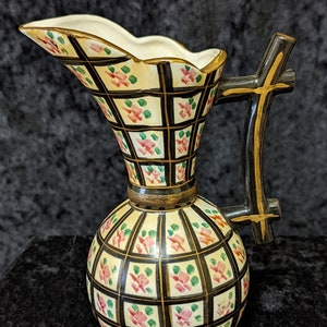 Vintage Hand Painted Vase: Floral Design, 7 x 2.75 Inches