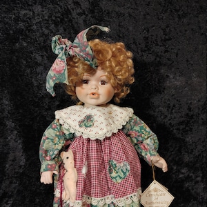 Soft Expressions Gorgeous 16&quot; Blonde Curly Haired Doll Bisque Porcelain Hand Painted w/stand