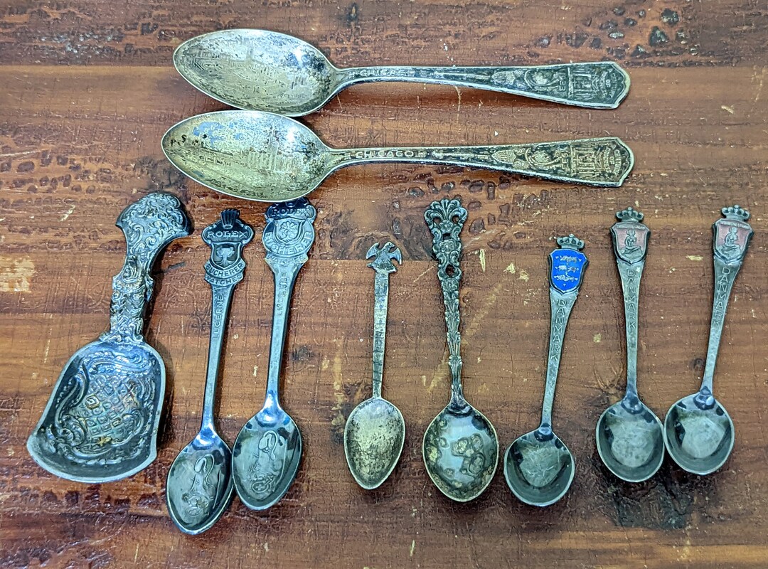 Antique Souvenir Spoons From Different Countries and States Sterling
