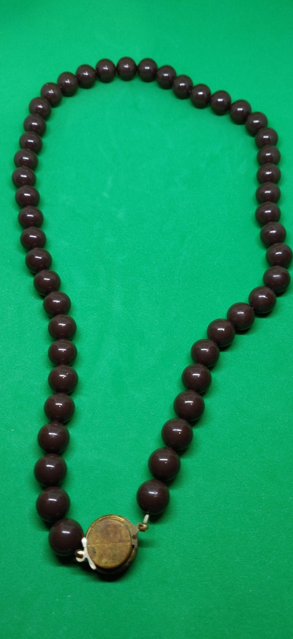 Vintage Brown XX Beaded Necklace Fashion Mixed Me… - image 4