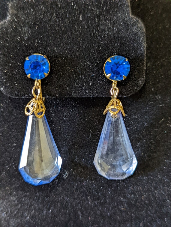Vintage Sky and Royal Blue Clip-on Ladies Earring… - image 1