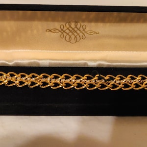 Gorgeous Vintage 1970's Designer Fashion Gold Plated Vintage Tennis Bracelet
