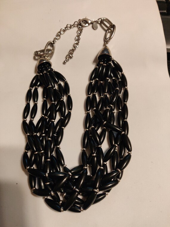 Chico's Black Multi-Strand Oval Lucite Beads and … - image 2