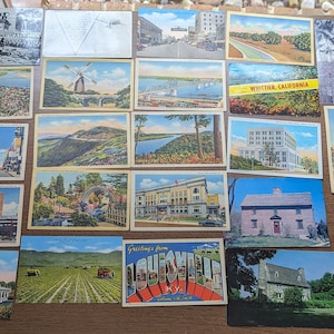Cartes postales vintage d'occasion pour le cross-country aux États-Unis, dans les années 40 et 60