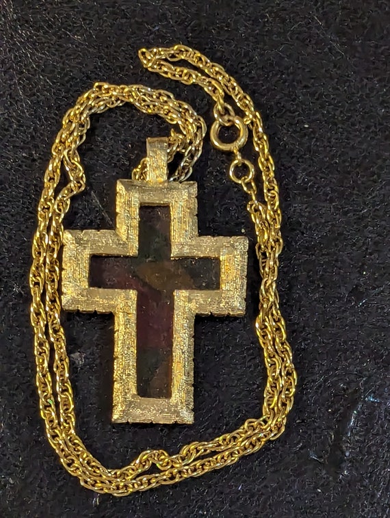 Collier pendentif croix crucifix améthyste vintage en or jaune 14 carats - Canada