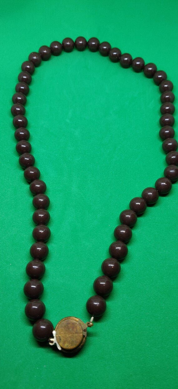 Vintage Brown XX Beaded Necklace Fashion Mixed Me… - image 1