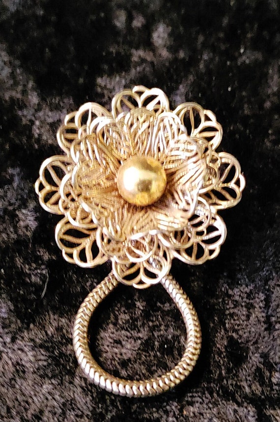 Gold Toned Flower Brooch Perfect Condition 1960's