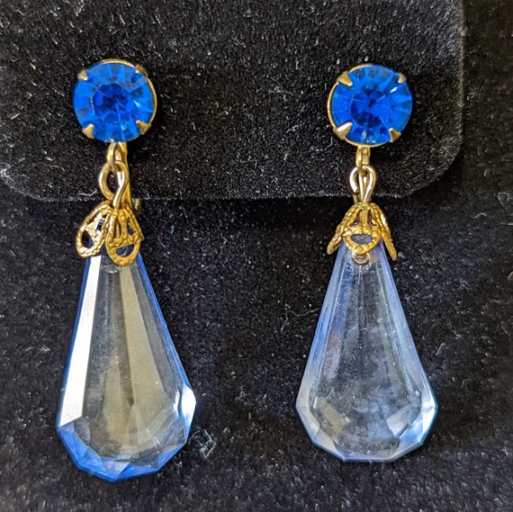 Vintage Sky and Royal Blue Clip-on Ladies Earring… - image 2