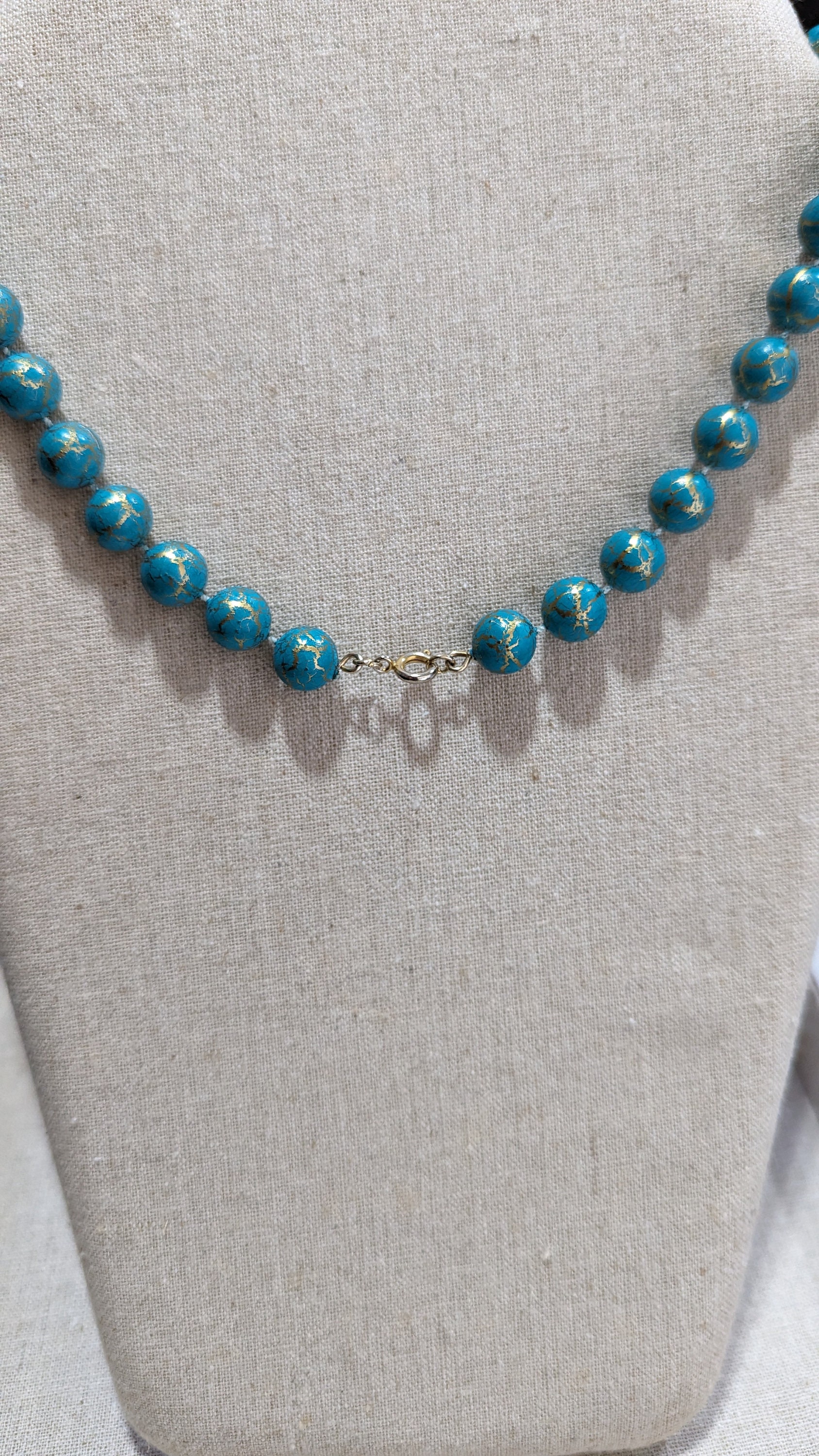 Collier Vintage Ras De Cou - Perles Fantaisie Turquoises - 15 Grammes - W1043 - Occasion